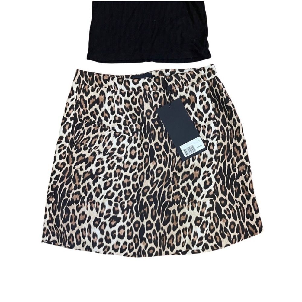 The Kooples NWT Leo Sateen Leopard Print Wrap Mini Skirt Sz 3 US 6
